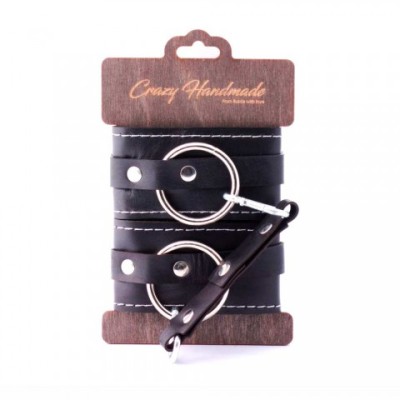 Двухслойные оковы из натуральной кожи с белой строчкой Двухслойные оковы из натуральной кожи с белой строчкой