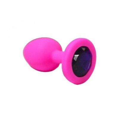 Анальная пробка из розового силикона с фиолетовым кристаллом (размер S) Анальная пробка из розового силикона с фиолетовым кристаллом (размер S)