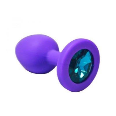 Анальная пробка из фиолетового силикона с бирюзовым кристаллом (размер S) Анальная пробка из фиолетового силикона с бирюзовым кристаллом (размер S)