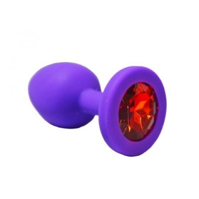 Анальная пробка из фиолетового силикона с красным кристаллом (размер S) Анальная пробка из фиолетового силикона с красным кристаллом (размер S)