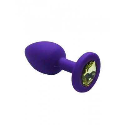 Анальная пробка из фиолетового силикона со светло-жёлтым кристаллом (размер S) Анальная пробка из фиолетового силикона со светло-жёлтым кристаллом (размер S)