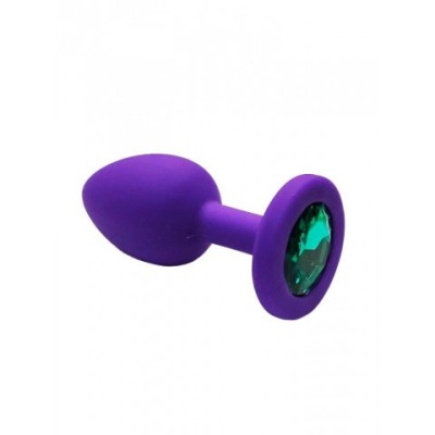 Анальная пробка из фиолетового силикона с тёмно-зелёным кристаллом (размер S) Анальная пробка из фиолетового силикона с тёмно-зелёным кристаллом (размер S)