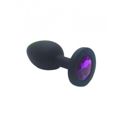 Анальная пробка из чёрного силикона с фиолетовым кристаллом (размер S) Анальная пробка из чёрного силикона с фиолетовым кристаллом (размер S)