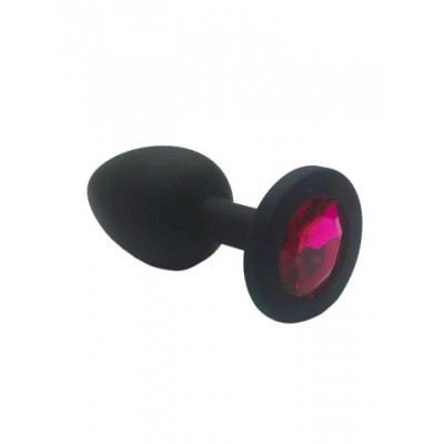 Анальная пробка из чёрного силикона с тёмно-розовым кристаллом (размер S) Анальная пробка из чёрного силикона с тёмно-розовым кристаллом (размер S)