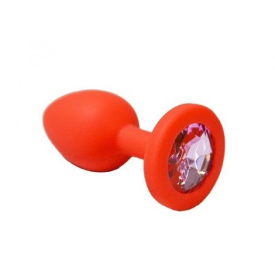 Анальная пробка из красного силикона со светло-розовым кристаллом (размер S) Анальная пробка из красного силикона со светло-розовым кристаллом (размер S)