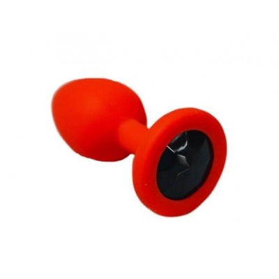 Анальная пробка из красного силикона с черным кристаллом (размер S) Анальная пробка из красного силикона с черным кристаллом (размер S)