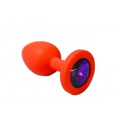 Анальная пробка из красного силикона с фиолетовым кристаллом (размер S) Анальная пробка из красного силикона с фиолетовым кристаллом (размер S)