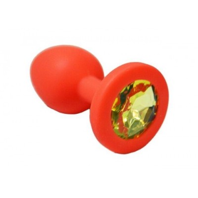 Анальная пробка из красного силикона со светло-жёлтым кристаллом (размер S) Анальная пробка из красного силикона со светло-жёлтым кристаллом (размер S)