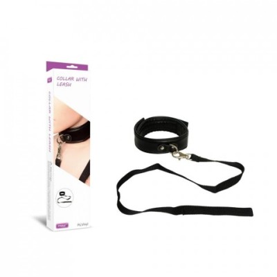 Ошейник с поводком (экокожа) черные Ошейник с поводком (экокожа) черные