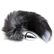 Анальный плаг с лисьим хвостом Black and White Fox Tail от Alive (L)