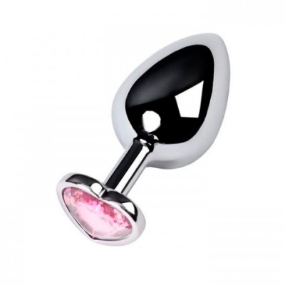 Металлическая анальная пробка - цвет серебро, фиолетовый кристалл, размер M Металлическая анальная пробка - цвет серебро, фиолетовый кристалл, размер M