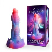 Фаллоимитатор с шипами Magic Hero разноцветный, светится в темноте (L 190 мм, D 46 мм)