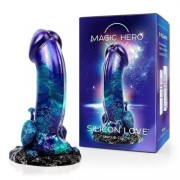 Фаллоимитатор реалистичный Magic Hero фиолетово-зелёный с перламутром (L 190 мм, D 50 мм)