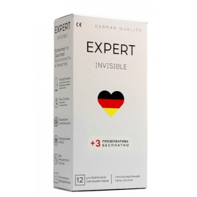 Презервативы EXPERT INVISIBLE № 12+3 (особо тонкие), 12+3 шт. Презервативы EXPERT INVISIBLE № 12+3 (особо тонкие), 12+3 шт.